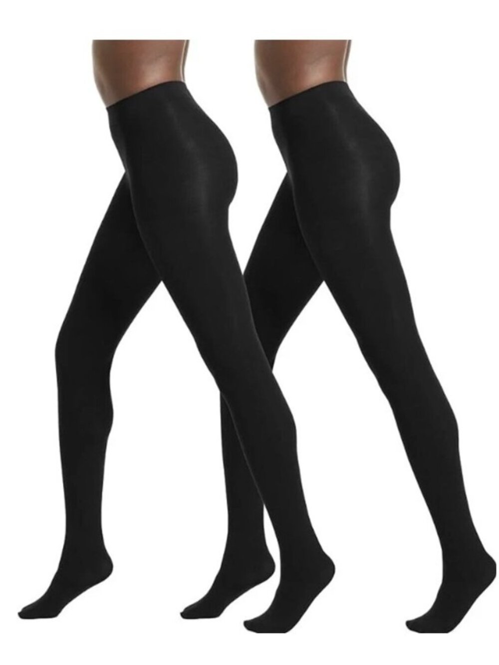 STEVE MADDEN Women's Microfiber Opaque Black Tights New 2 Pairs Size M